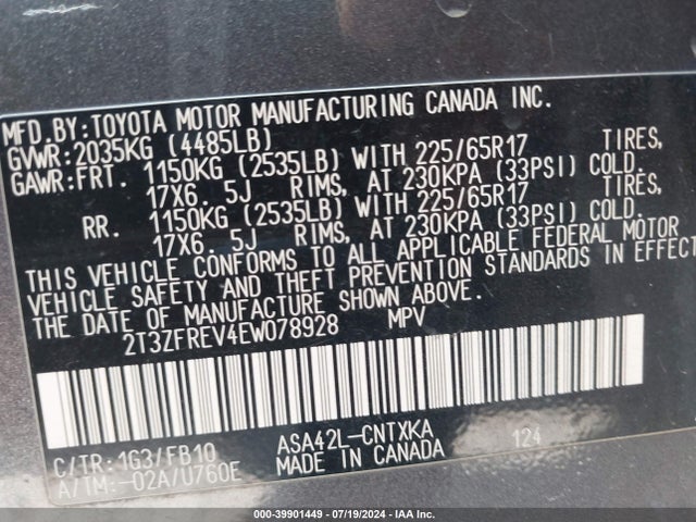 Toyota RAV4 LE 2014 2T3ZFREV4EW078928 Image 9