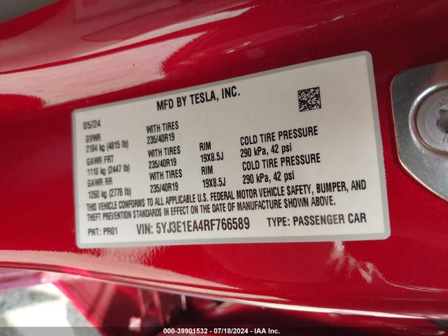 2024 TESLA MODEL 3 5YJ3E1EA4RF766589 Photo 8