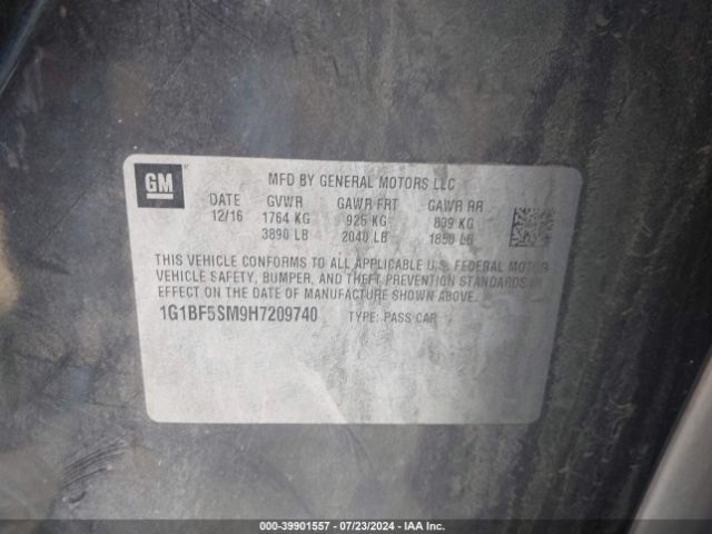 1G1BF5SM9H7209740 Chevrolet Cruze Premier Auto