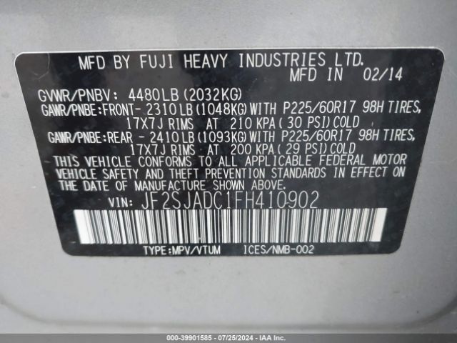 JF2SJADC1FH410902 Subaru Forester 2.5i Premium