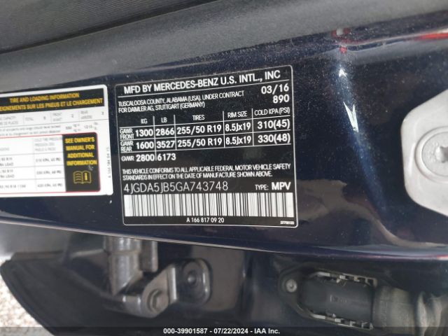 4JGDA5JB5GA743748 Mercedes-Benz GLE 350