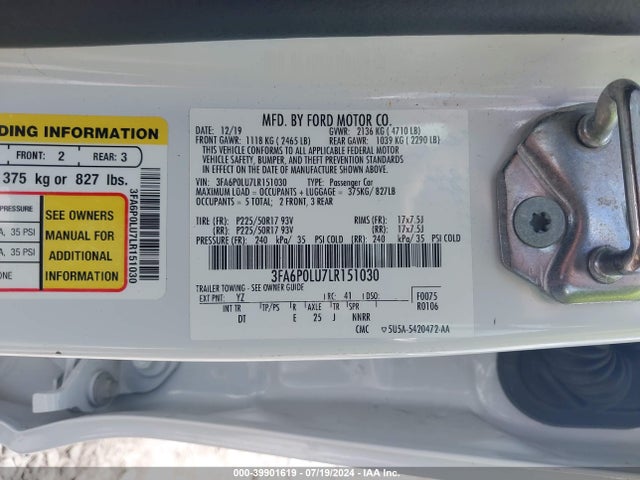 Ford Fusion Hybrid Se 2020 3FA6P0LU7LR151030 Image 9