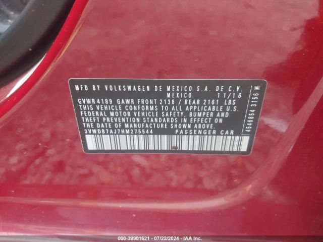 3VWDB7AJ7HM275544 Volkswagen Jetta 1.4t Se