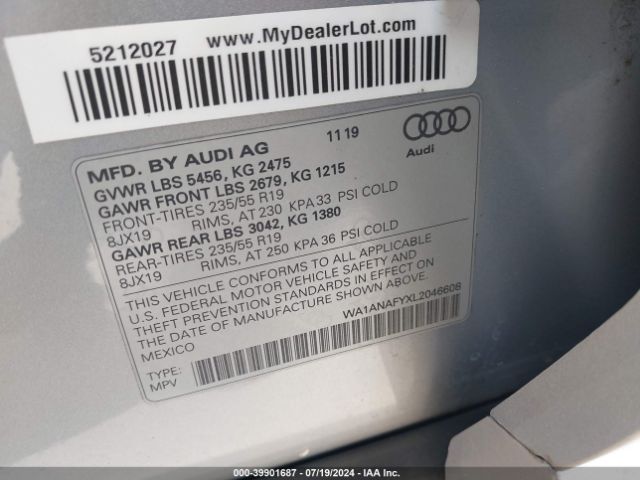 WA1ANAFYXL2046608 Audi Q5 Premium 45 Tfsi Quattro S Tronic