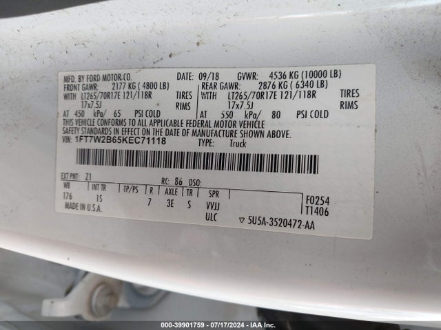 Ford F250 2019 1FT7W2B65KEC71118 Image 23