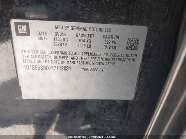 Chevrolet Cruze Lt Auto 2017 1G1BE5SMXH7112081 Image 9