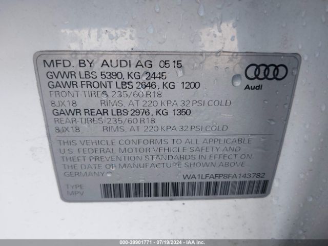 WA1LFAFP8FA143782 Audi Q5 2.0t Premium