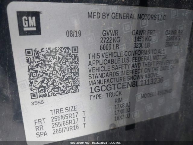 1GCGTCEN8L1113236 Chevrolet Colorado 4wd  Short Box Lt