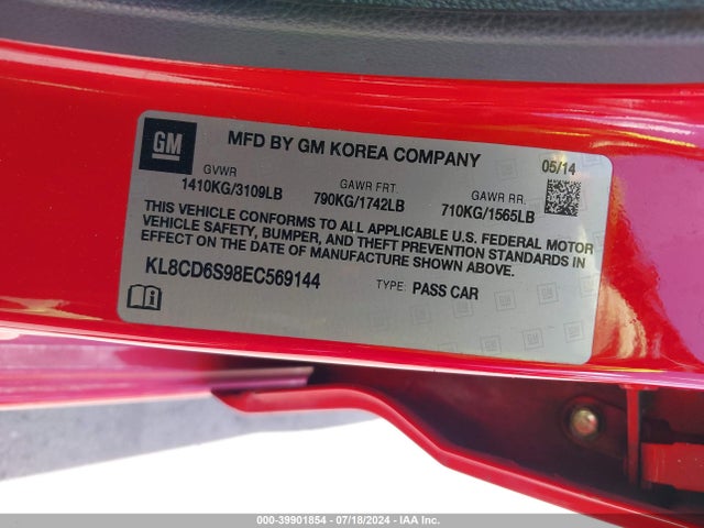 Chevrolet Spark 1lt Auto 2014 KL8CD6S98EC569144 Image 9