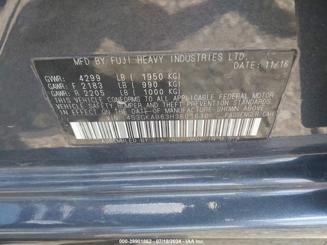 4S3GKAB63H3601610 Subaru Impreza 2.0i Premium