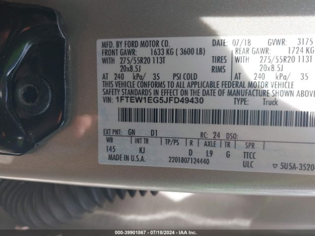 1FTEW1EG5JFD49430 Ford F-150 King Ranch