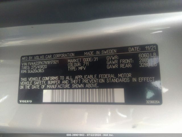 YV4A22PK7N1817921 Volvo Xc90 T6 Momentum 7 Passenger