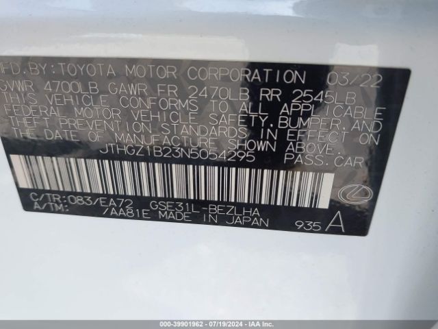 JTHGZ1B23N5054295 Lexus Is 350 F Sport