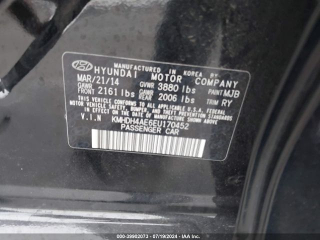 KMHDH4AE6EU170452 Hyundai Elantra Limited