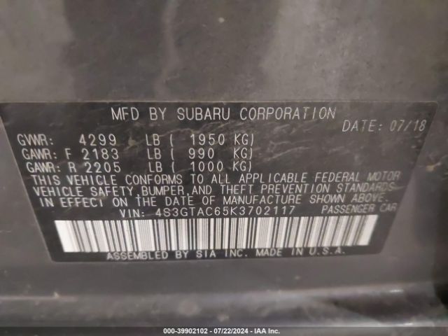 4S3GTAC65K3702117 Subaru Impreza 2.0i Premium