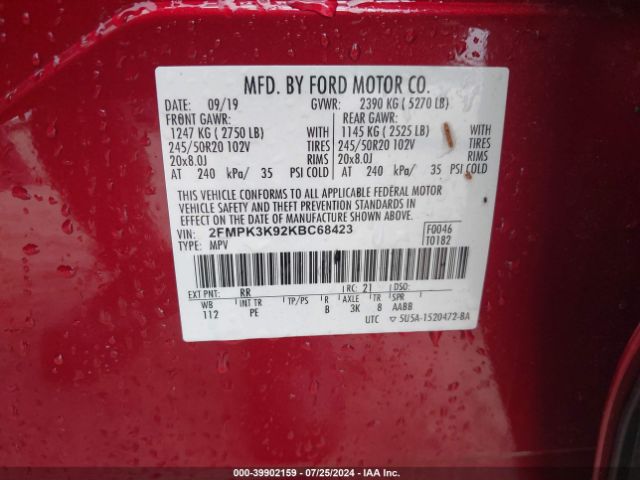 2FMPK3K92KBC68423 Ford Edge Titanium