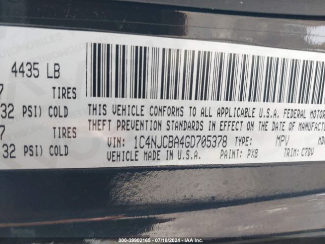 1C4NJCBA4GD705378 Jeep Compass Sport
