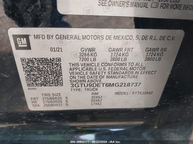 3GTU9DET6MG218737 GMC SIERRA 1500