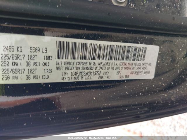 1C4PJMCBXKD413782 Jeep Cherokee Latitude 4x4
