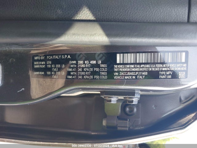 ZACCJBAB2JPJ11468 Jeep Renegade Upland Edition 4x4