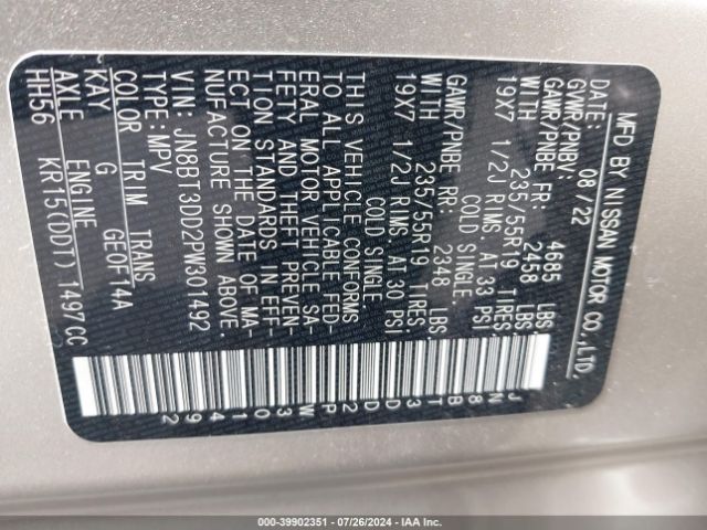 JN8BT3DD2PW301492 Nissan Rogue Platinum Intelligent Awd