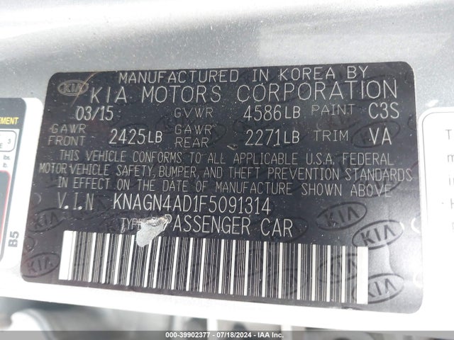 KIA Optima Hybrid Ex 2015 KNAGN4AD1F5091314 Image 9