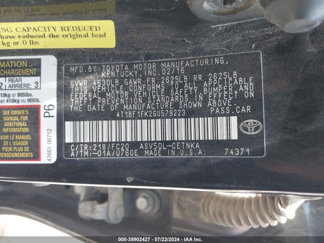 Toyota CAMRY LE 2016 4T1BF1FK2GU579223 Image 9
