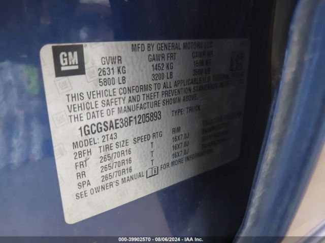1GCGSAE38F1205893 Chevrolet Colorado Wt