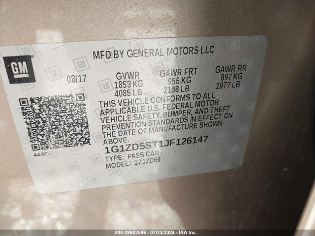 Chevrolet MALIBU LT 2018 1G1ZD5ST1JF126147 Image 9