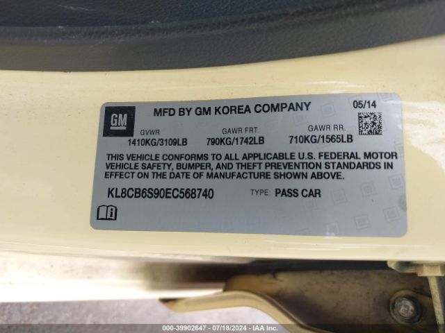 KL8CB6S90EC568740 Chevrolet Spark Ls Auto