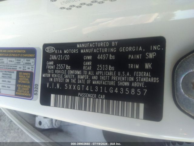 5XXGT4L31LG435857 KIA Optima Se
