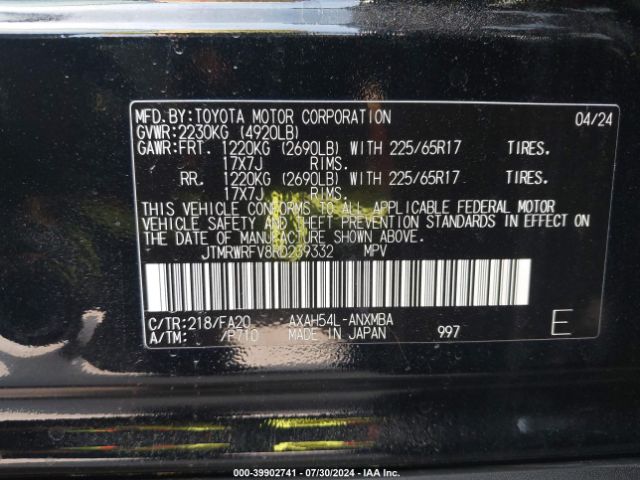 JTMRWRFV8RD239332 Toyota Rav4 Hybrid Xle