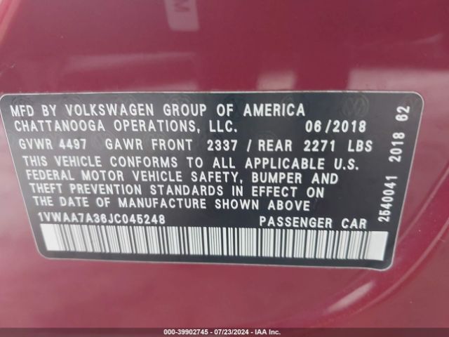 1VWAA7A36JC045248 Volkswagen Passat 2.0t R-line/2.0t S