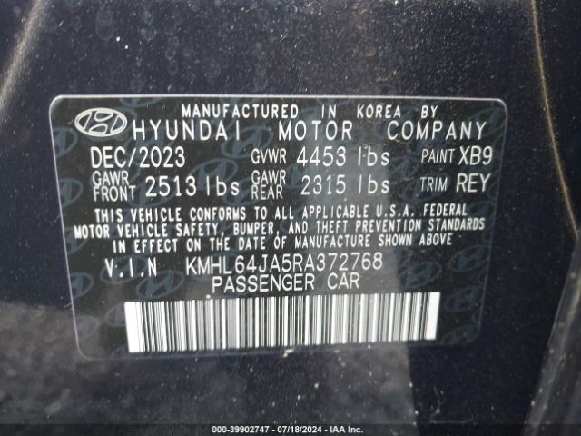 KMHL64JA5RA372768 Hyundai SONATA SEL
