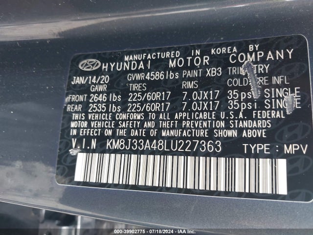 Hyundai Tucson Value 2020 KM8J33A48LU227363 Image 9