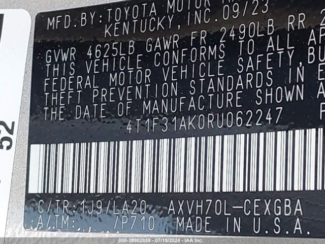 4T1F31AK0RU062247 Toyota Camry Hybrid Xle