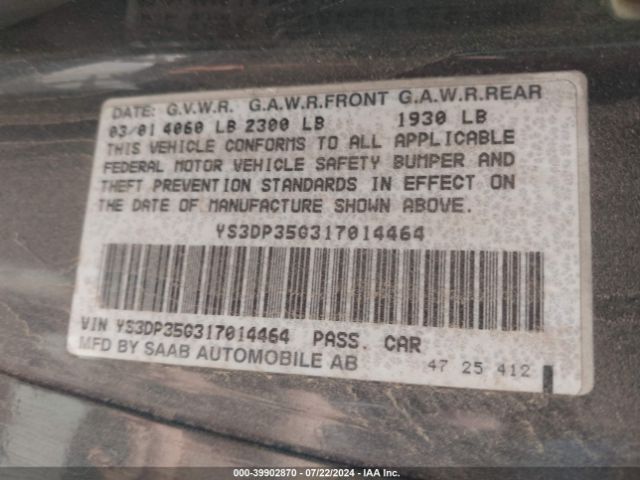 2001 SAAB 9-3 YS3DP35G317014464 Photo 8