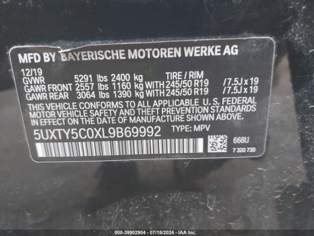 5UXTY5C0XL9B69992 BMW X3 Xdrive30i
