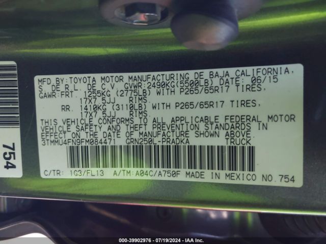 3TMMU4FN9FM084471 Toyota Tacoma Base V6
