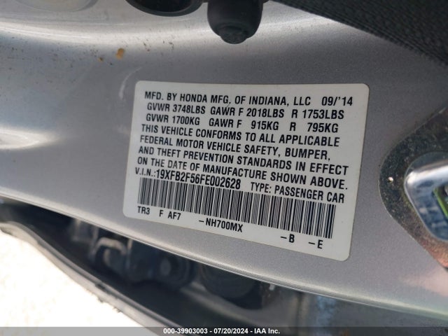 Honda Civic Lx 2015 19XFB2F56FE002628 Image 9
