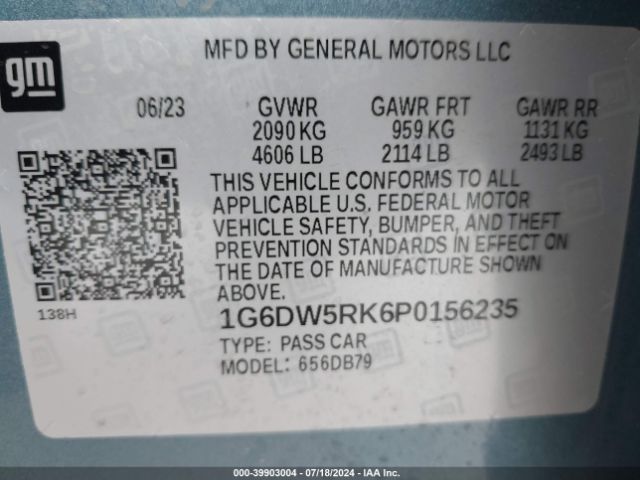 1G6DW5RK6P0156235 Cadillac CT5 LUXURY