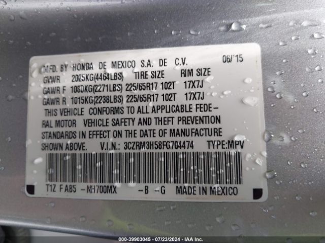 3CZRM3H58FG704474 Honda CR-V EX
