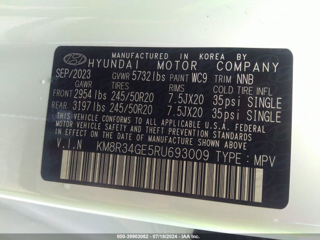 Hyundai Palisade Xrt 2024 KM8R34GE5RU693009 Image 9