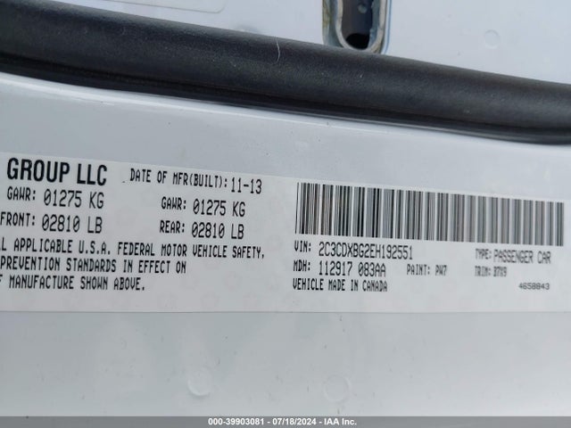 Dodge Charger Se 2014 2C3CDXBG2EH192551 Image 9