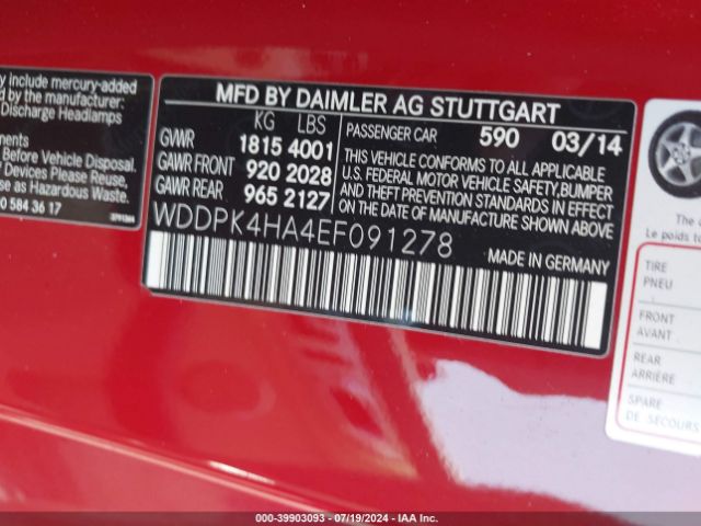 WDDPK4HA4EF091278 Mercedes-Benz SLK 250