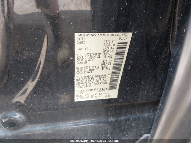Nissan Titan Pro-4x 2017 1N6AA1E55HN538328 Image 9
