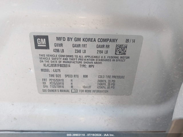 KL4CJBSB1FB035514 Buick Encore Convenience