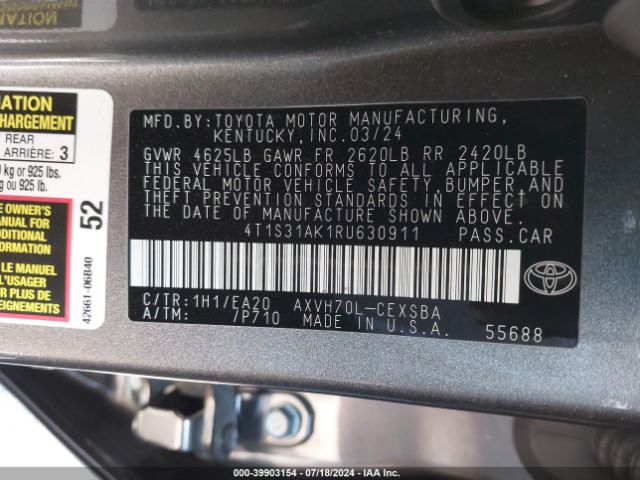 4T1S31AK1RU630911 Toyota Camry Hybrid Se
