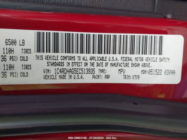 1C4RDHAG5EC513935 Dodge Durango Sxt