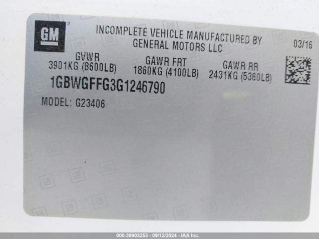 1GBWGFFG3G1246790 Chevrolet Express 2500 Lt